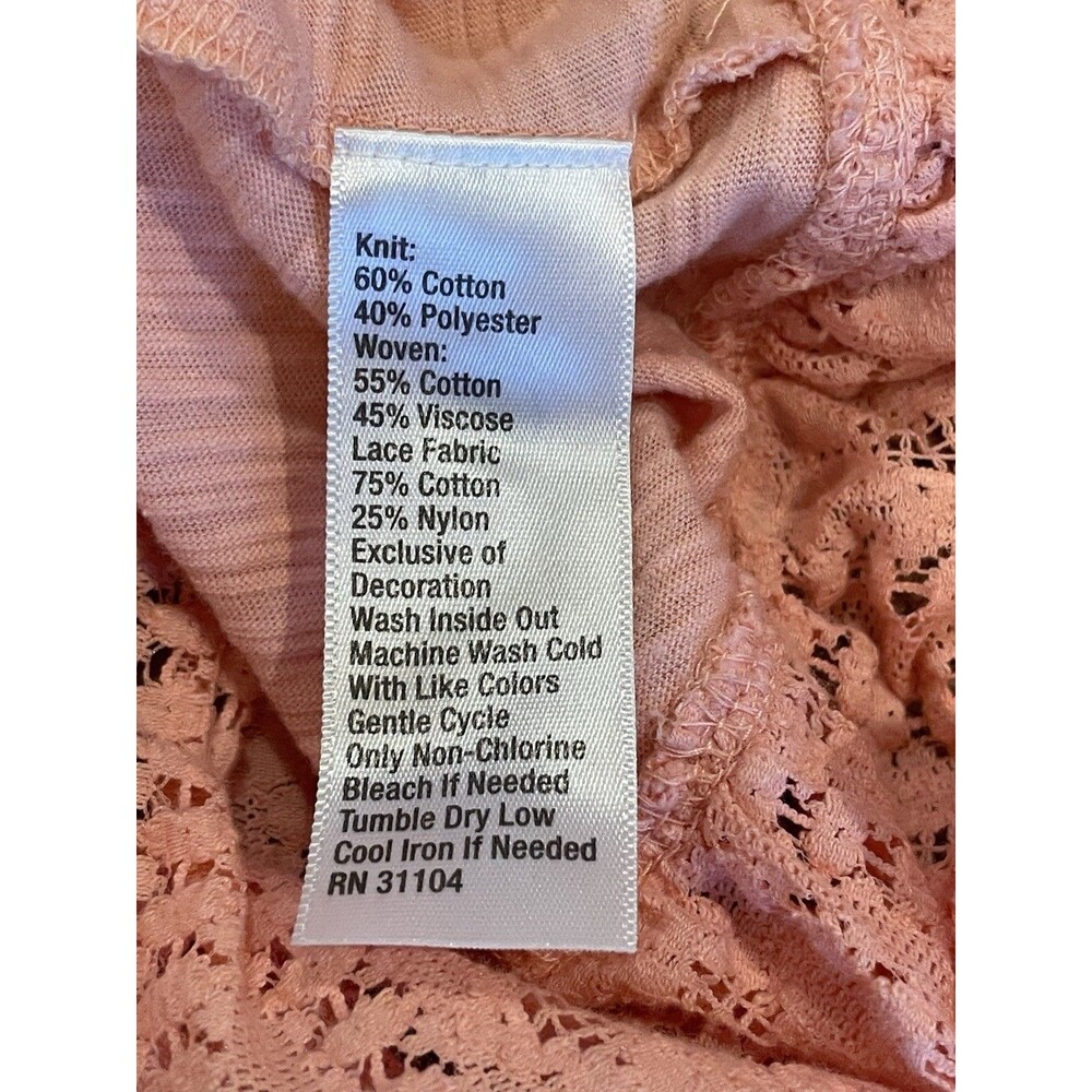 True Craft Top Girls Long Sleeve Peach Ruffle Lace Pleated Size Large - Picture 5 of 5